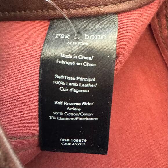 Rag & Bone Red Dark Burgundy Mid Rise Lamb Leather Skinny Pants 25 NWT - Picture 8 of 14